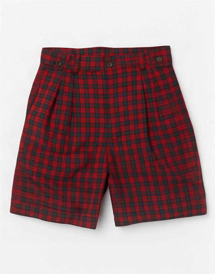 Sergio Tacchini Pantalones cortos chinos de cintura alta para mujer IT 44 Medium W26 Red Check