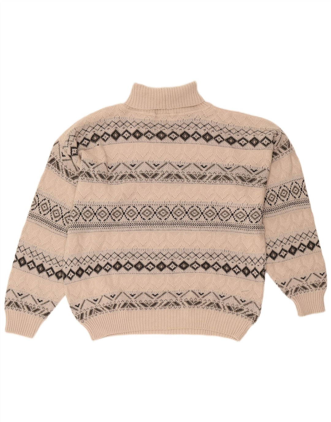 Starter Jersey De Cuello Vuelto para Hombre XL Beige Lana Geométrica