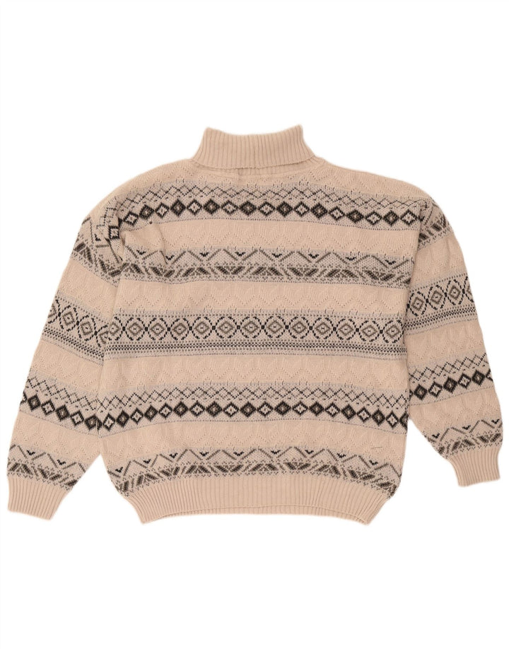 Starter Jersey De Cuello Vuelto para Hombre XL Beige Lana Geométrica