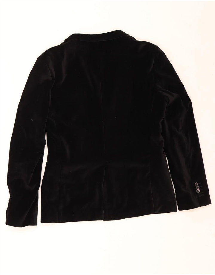 VINTAGE Chaqueta Blazer de Terciopelo de 2 Botones para Hombre Reino Unido 36 Pequeño Negro
