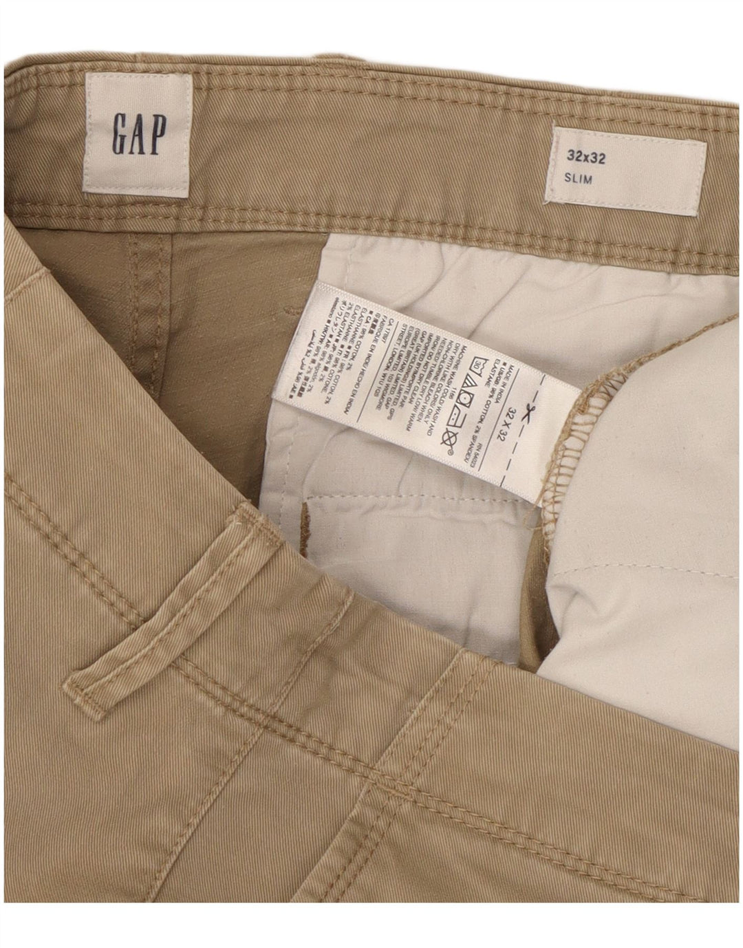 Pantalones chinos ajustados Gap para hombre W32 L32 Algodón beige