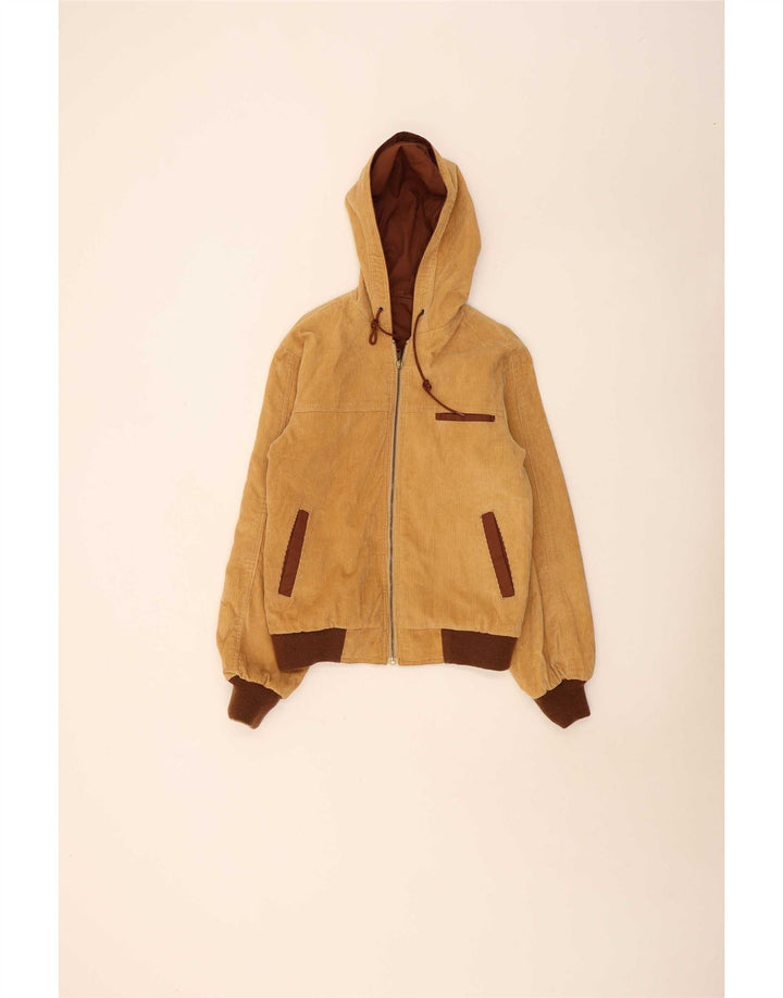 Vintage hombres con capucha chaqueta bomber reversible Reino Unido 38 color marrón medio