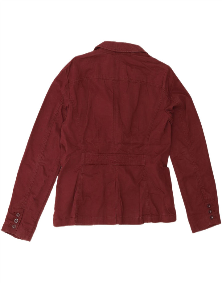 EDDIE BAUER Chaqueta tipo blazer de 3 botones para mujer US 8 Algodón granate mediano