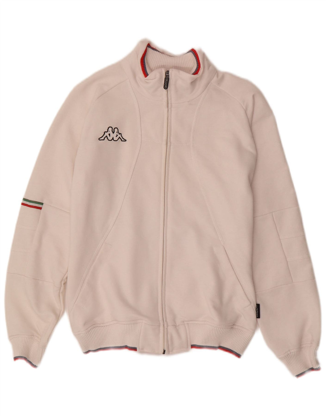 KAPPA Womens Tracksuit Top Jacket UK 14 Large Off White Cotton