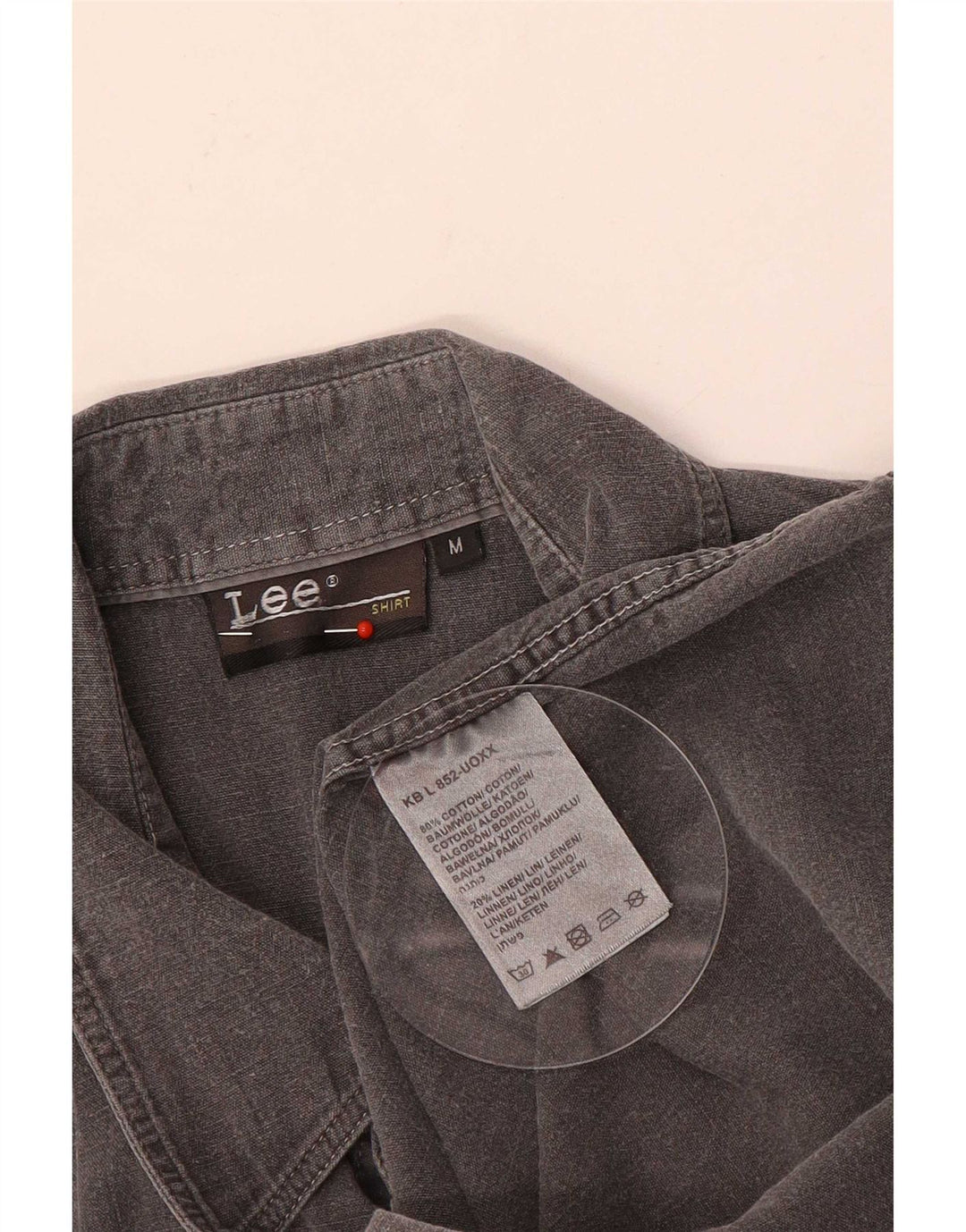 Camisa Militar De Manga Corta Lee Hombre Gris Medio Algodón