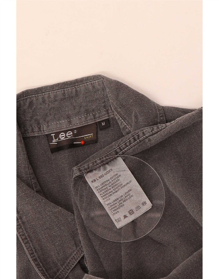 Camisa Militar De Manga Corta Lee Hombre Gris Medio Algodón