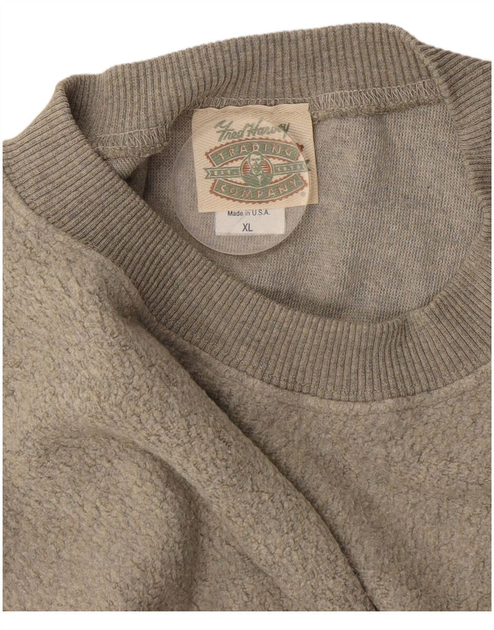Vintage hombre polar jumper XL algodón gris
