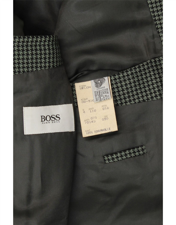 Hugo Boss Chaqueta tipo blazer para hombre IT 50 Lana nueva de pata de gallo verde grande