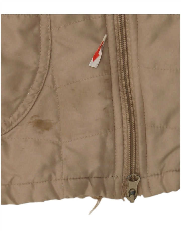 Vintage mujer bomber chaqueta EU 36 pequeño poliéster beige
