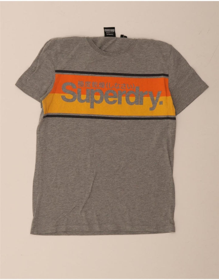 Camiseta gráfica para hombre Superdry, color gris medio con bloques de color, algodón