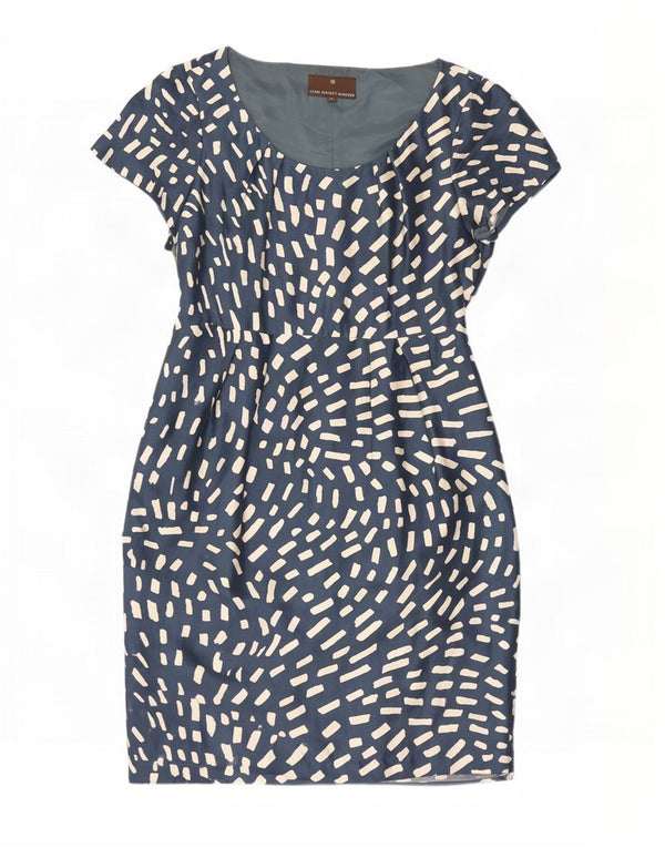 Fenn Wright Manson Vestido tubo para mujer Reino Unido 44 Seda geométrica azul medio