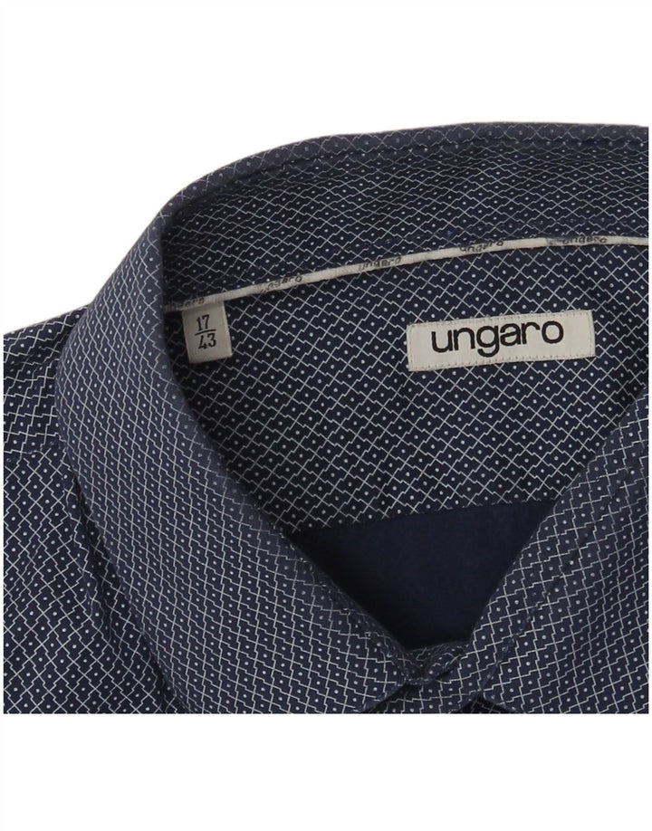 Camisa Ungaro Hombre Talla 17 43 XL Azul Marino Geométrico