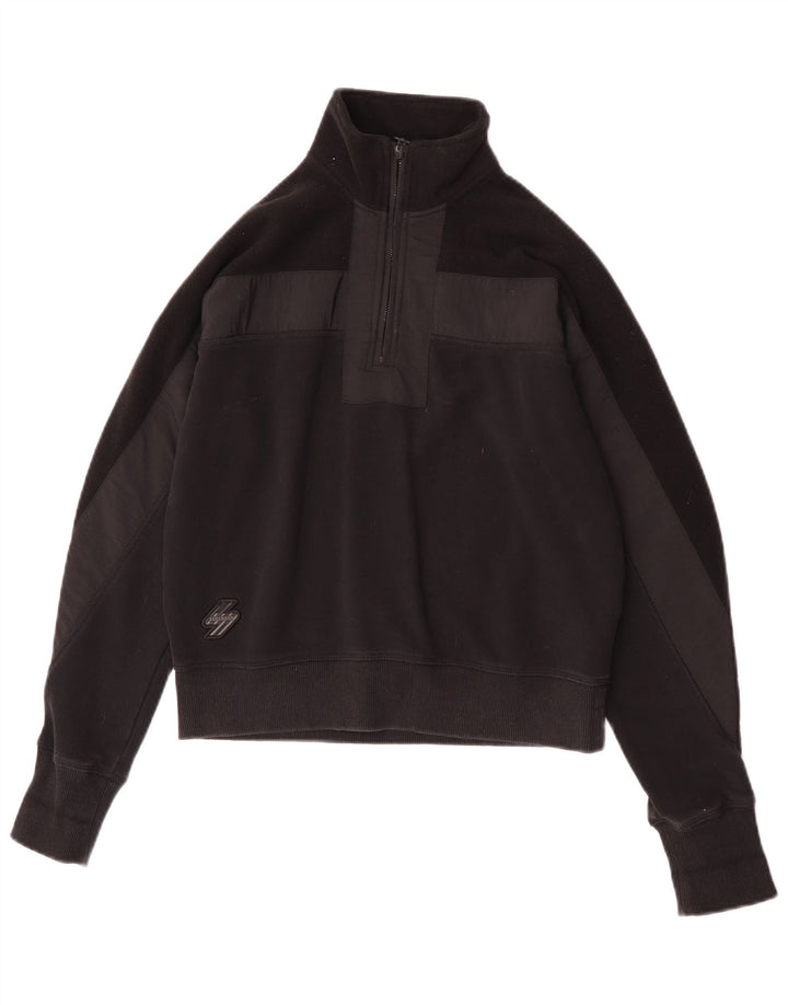Superdry Sudadera extragrande para mujer, color block, talla 40, color negro