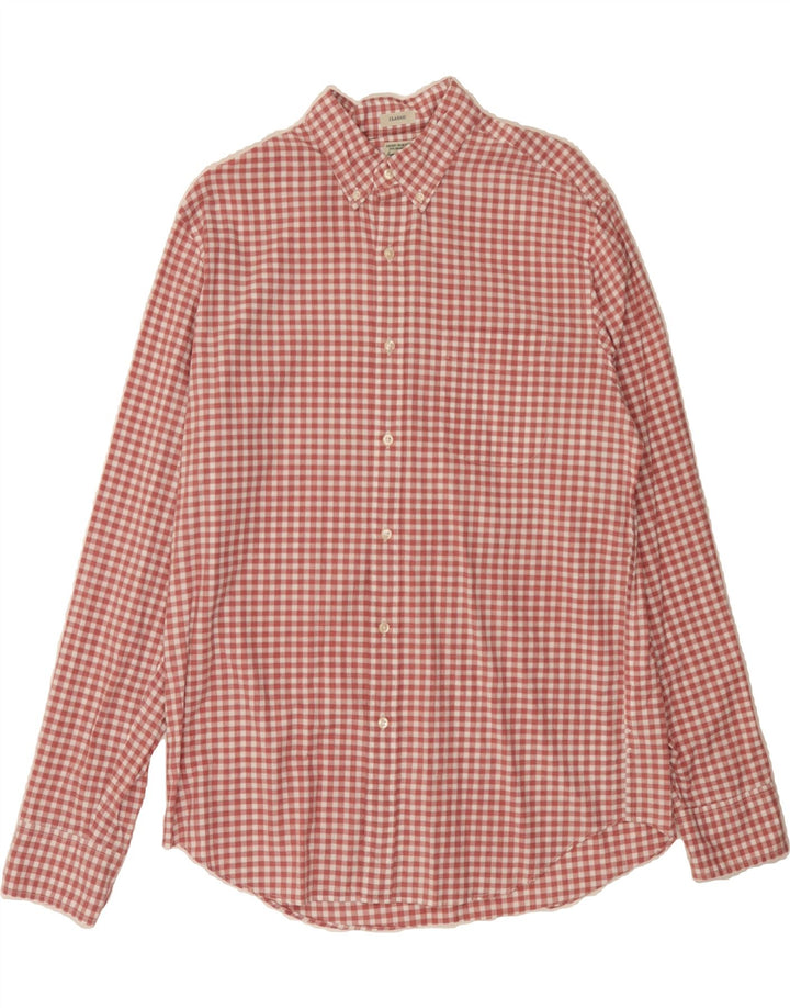 J. CREW Mens Classic Fit Shirt Medium Maroon Gingham Cotton Vintage J. Crew and Second-Hand J. Crew from Messina Hembry 