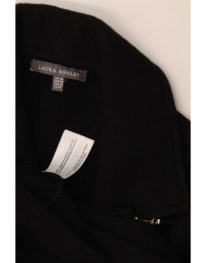Laura Ashley Chaqueta Blazer con Cremallera Completa para Mujer UK 40 XL Lana de Cordero Negra