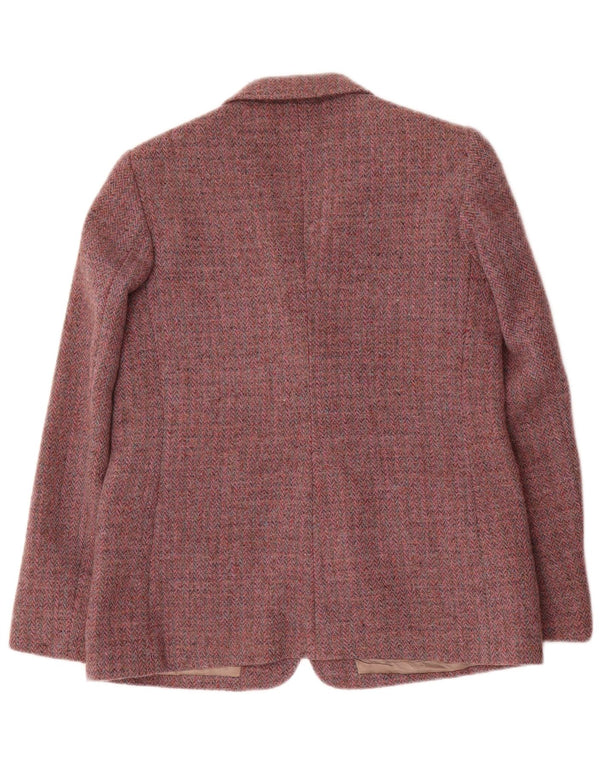 Orvis Harris Tweed Blazer Chaqueta para Mujer UK 12 Medium Red Herringbone