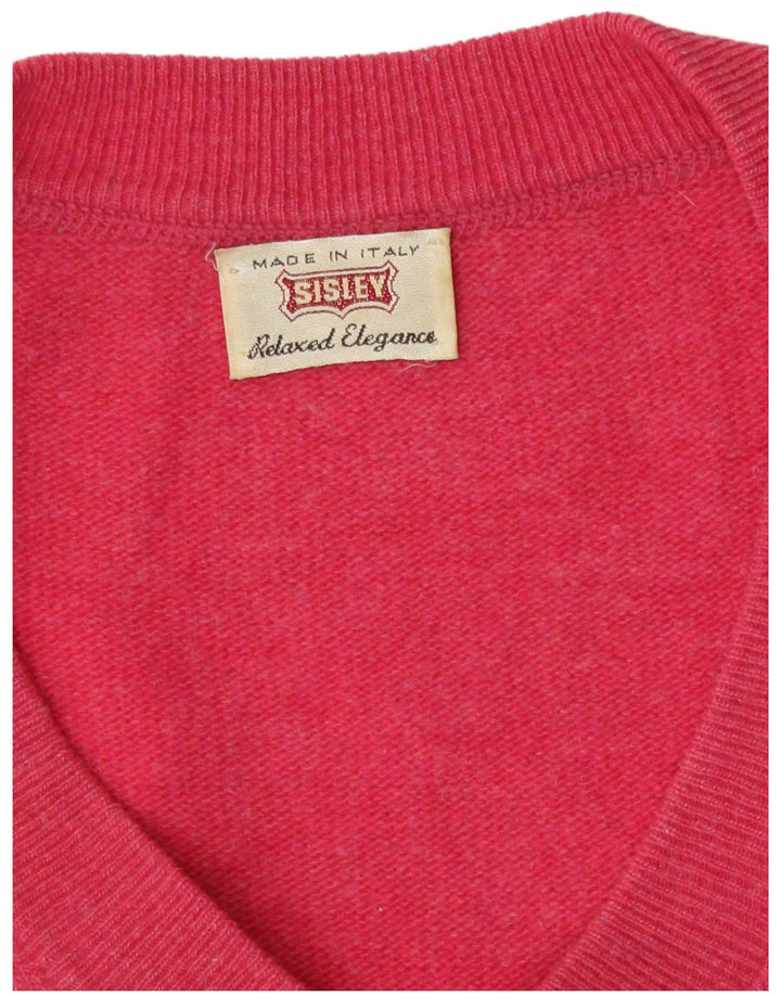 Sisley Suéter tipo jersey extragrande con cuello en V para mujer UK 44 Medium Pink
