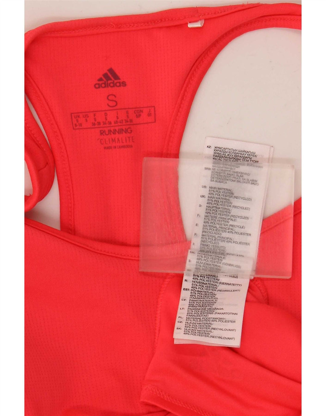 Adidas Mujer Climalite Chaleco Top UK 8/10 Pequeño Rojo Poliéster