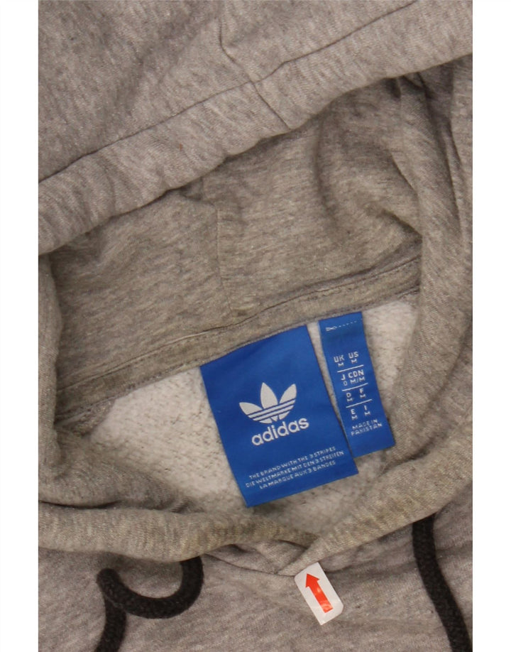 ADIDAS Mens Graphic Hoodie Jumper Medium Grey Cotton