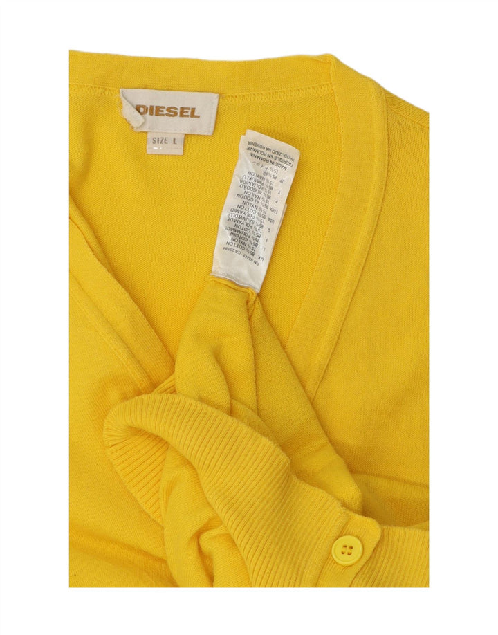 Diesel Hombre Cárdigan Suéter Grande Algodón Amarillo
