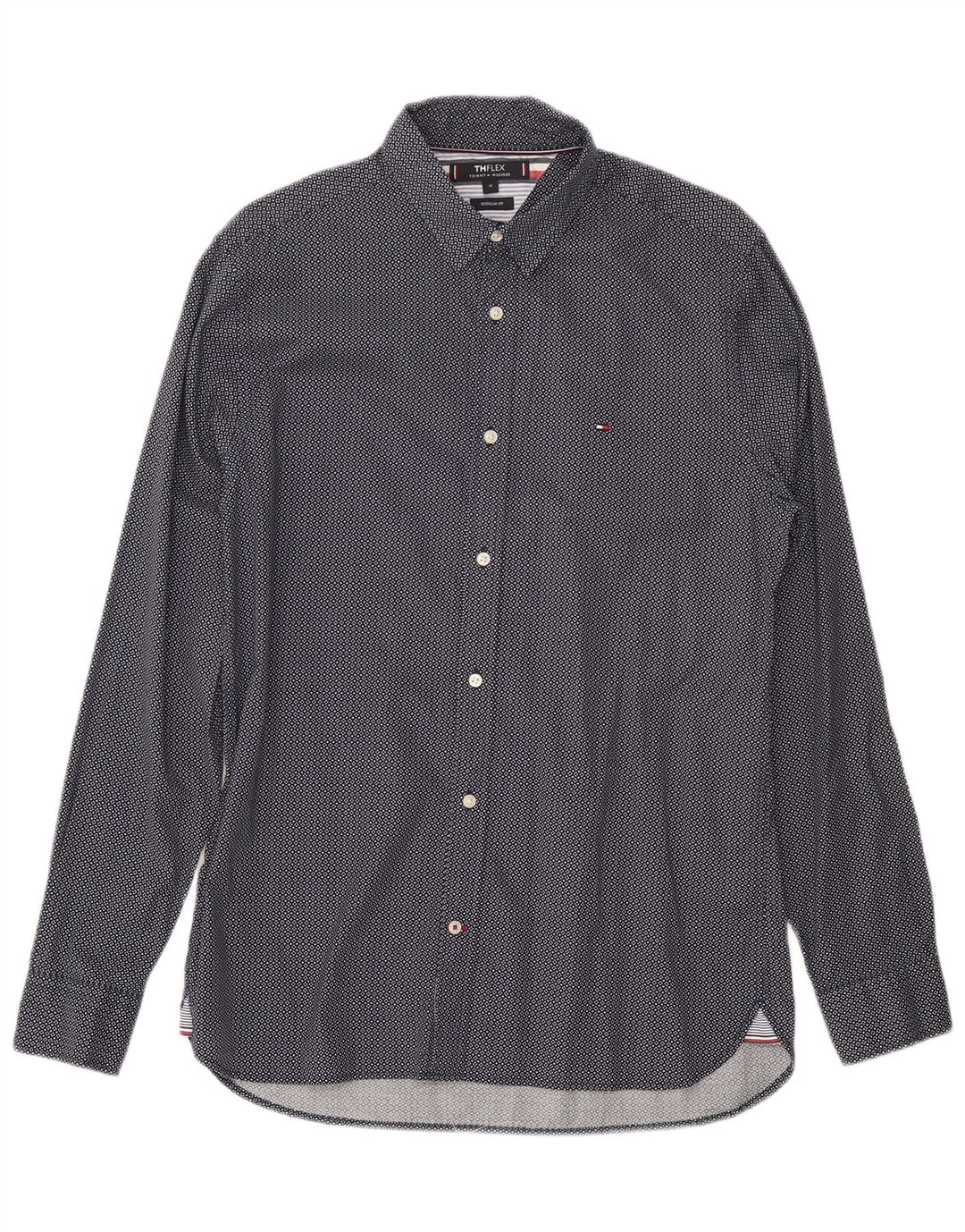 Camisa Tommy Hilfiger de corte regular para hombre de algodón con lunares en azul marino mediano
