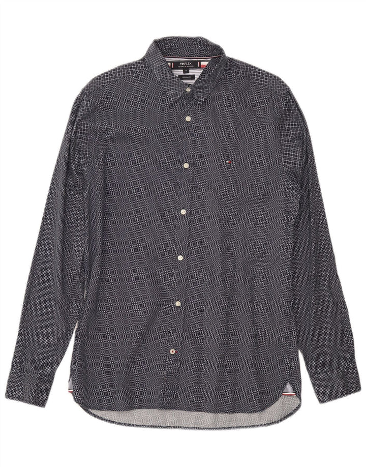 Camisa Tommy Hilfiger de corte regular para hombre de algodón con lunares en azul marino mediano