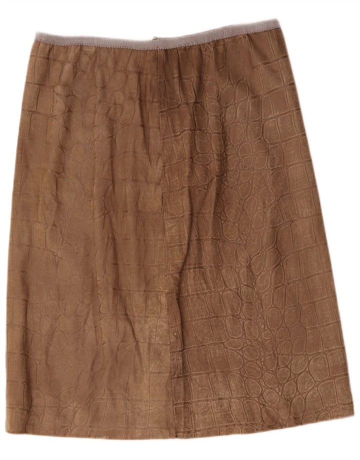 Falda de cuero para mujer VINTAGE W30 Estampado animal marrón medio