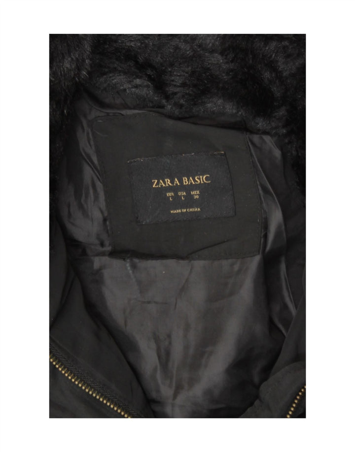 Zara Mujer Chaqueta Acolchada Reino Unido 44 Grande Negro