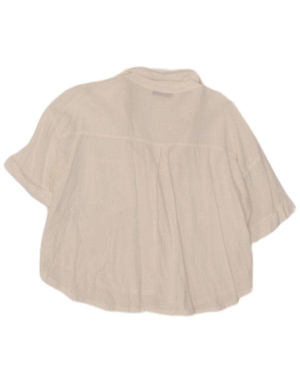Zara Mujer Camisa Extragrande UK 44 Mediano Blanco