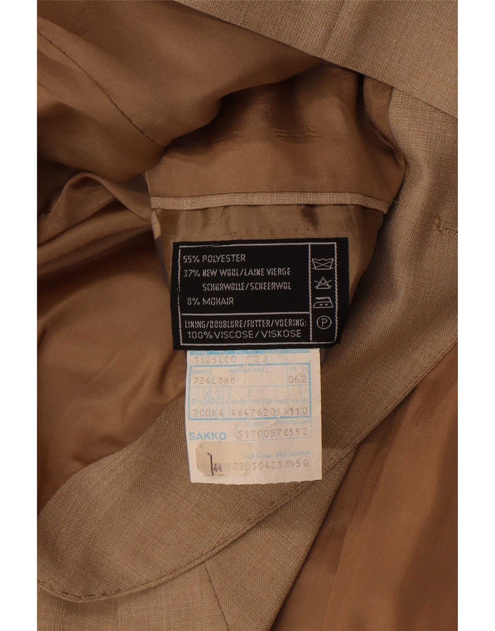 Vintage hombres 2 botones Blazer chaqueta EU 50 poliéster beige grande