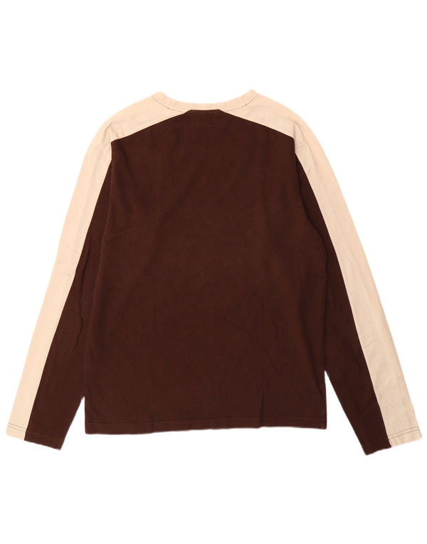 Kappa Hombre Top Manga Larga Algodón Colorblock Marrón Medio