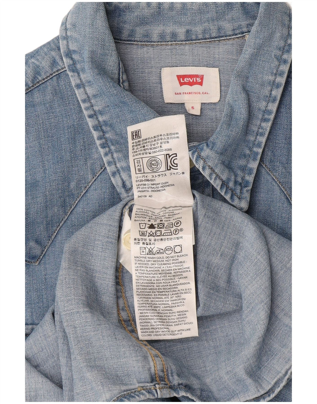 Camisa Vaquera Levi's Hombre Vaquero De Algodón Azul Pequeño