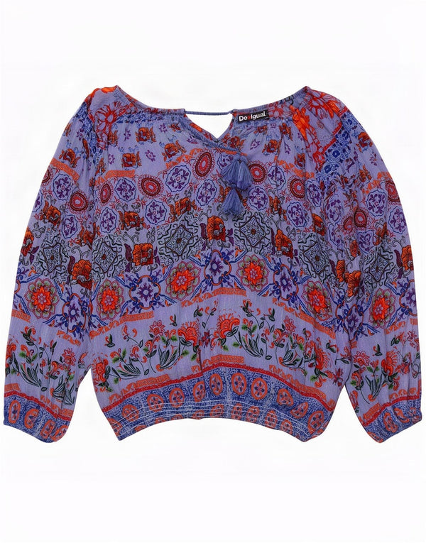Desigual Blusa extragrande de manga larga para mujer UK 40 XL Azul Floral
