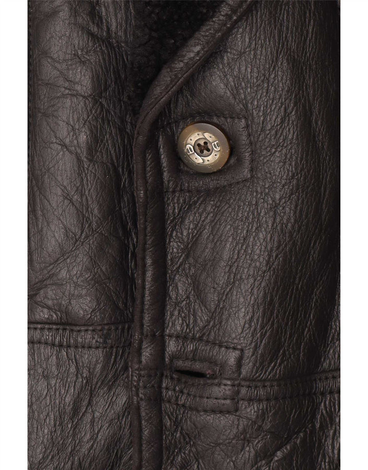 Chaqueta de piel de oveja vintage para hombre IT 48 Medio Negro