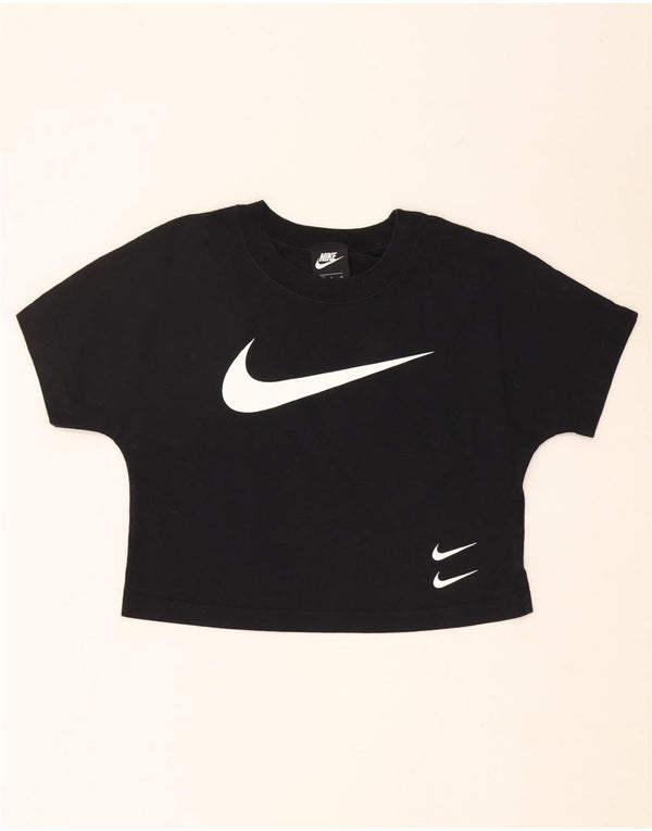 NIKE Womens Crop Graphic T-Shirt Top UK 10 Small Black