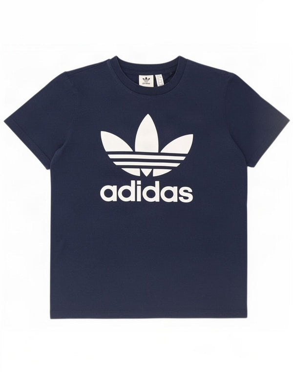 Adidas Camiseta gráfica para mujer Top UK 12 Medium Azul marino Algodón