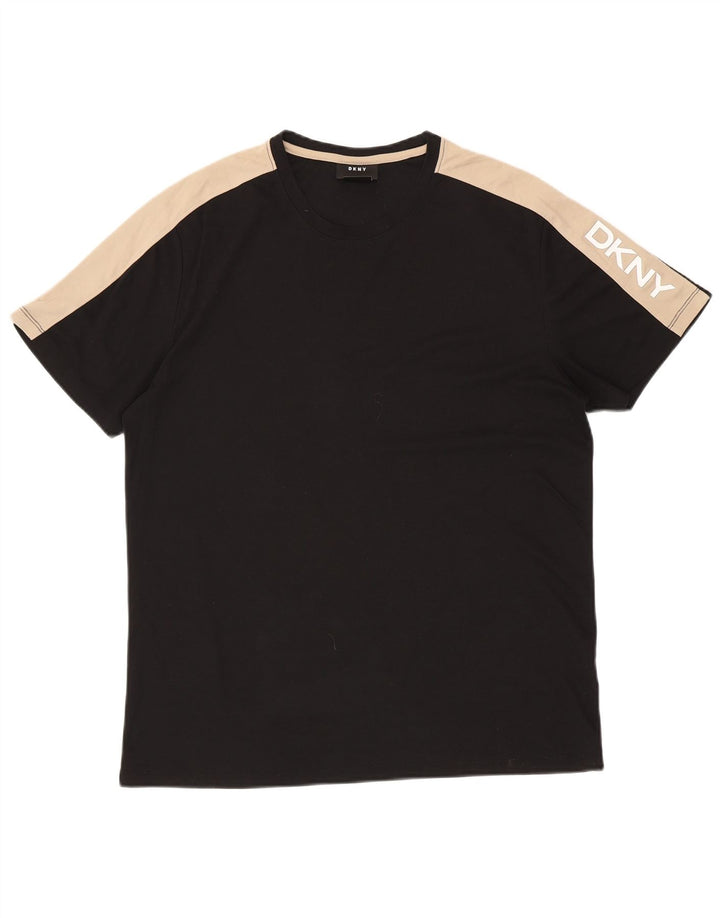 DKNY Camiseta gráfica para hombre Top grande de algodón con bloques de color negro