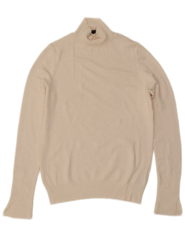 Zara Mujer Cuello Alto Jersey Jersey UK 10 Small Off White Viscosa