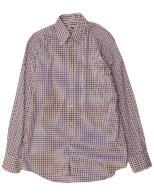 Camisa Lacoste Hombre Talla 41 Algodón Cuadros Azul Grande