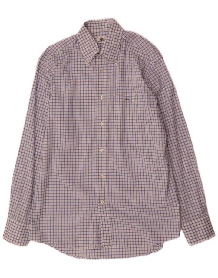 Camisa Lacoste Hombre Talla 41 Algodón Cuadros Azul Grande