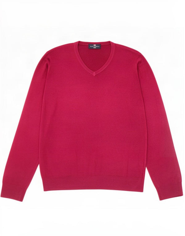 Marks & Spencer Mens Blue Harbour V-Neck Jumper Sweater Medium Pink Acrylic