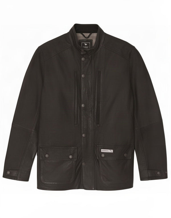 John Partridge Chaqueta de cuero para hombre UK 38 Medium Black