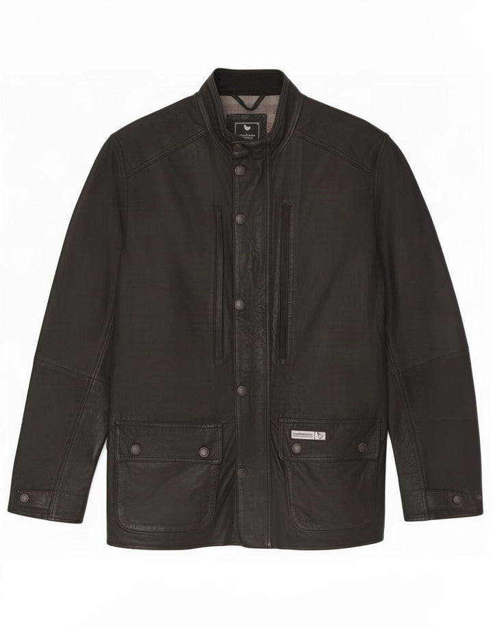 John Partridge Chaqueta de cuero para hombre UK 38 Medium Black