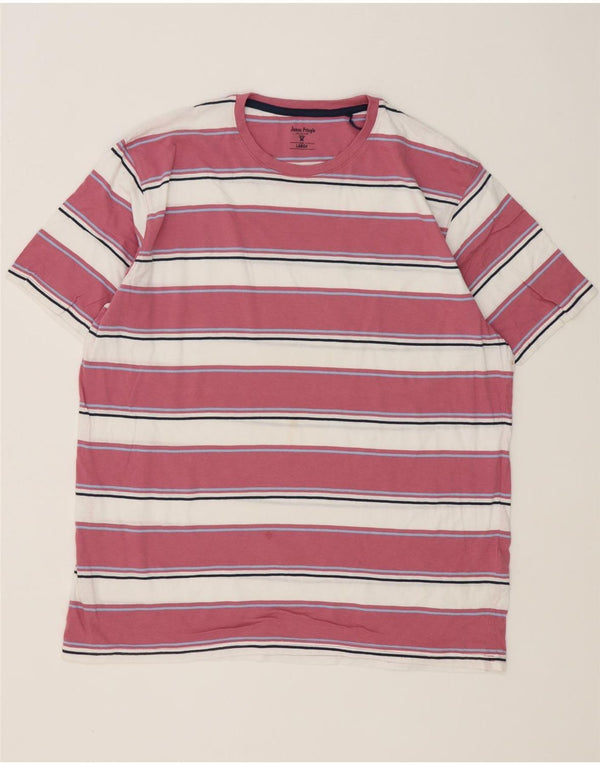 James Pringle - Camiseta para hombre, talla grande, color rosa, algodón a rayas
