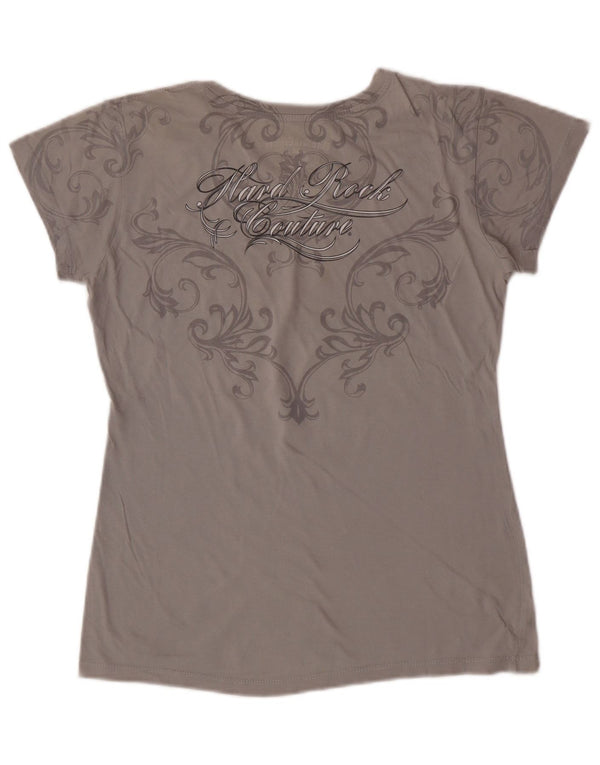 Hard Rock Cafe Mujer London Graphic Camiseta Top UK 40 Algodón Gris Medio