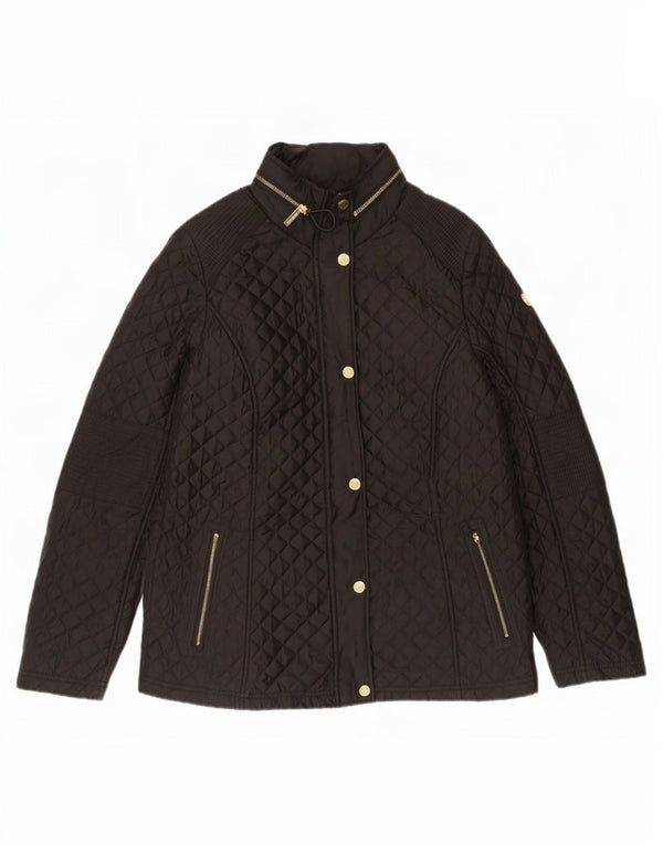 Michael Kors Chaqueta acolchada con capucha para mujer UK 46 Grande Poliéster negro