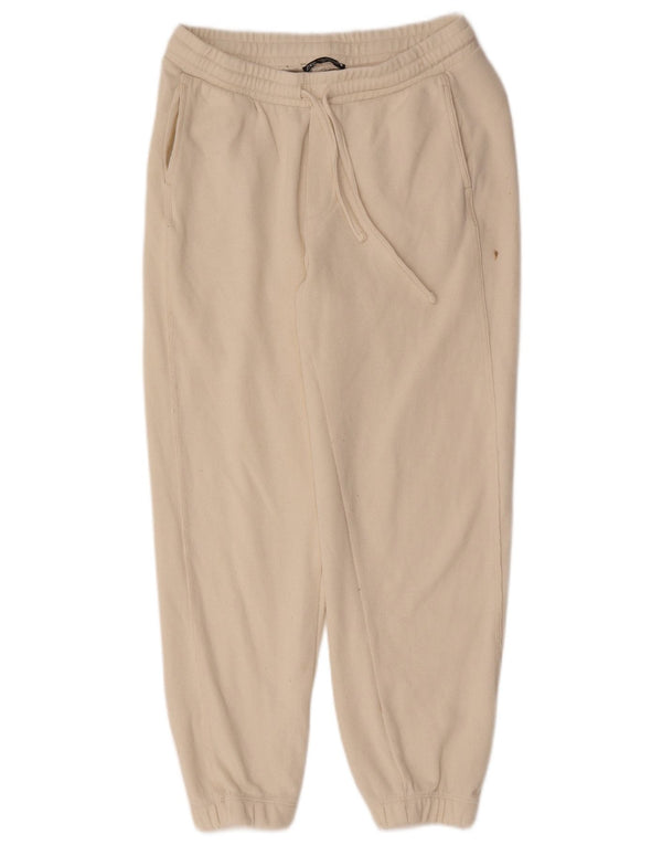 Zara Mujer Pantalones De Chándal Joggers UK 12 Medium Off White Algodón