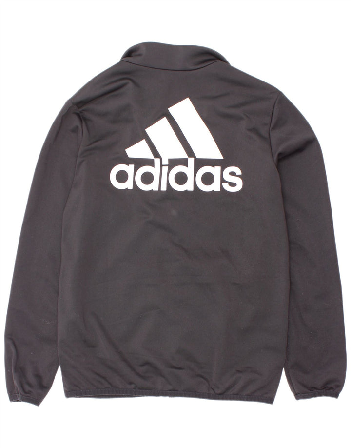 Adidas Boys Graphic Chándal Top Chaqueta 9-10 Años Negro Poliéster