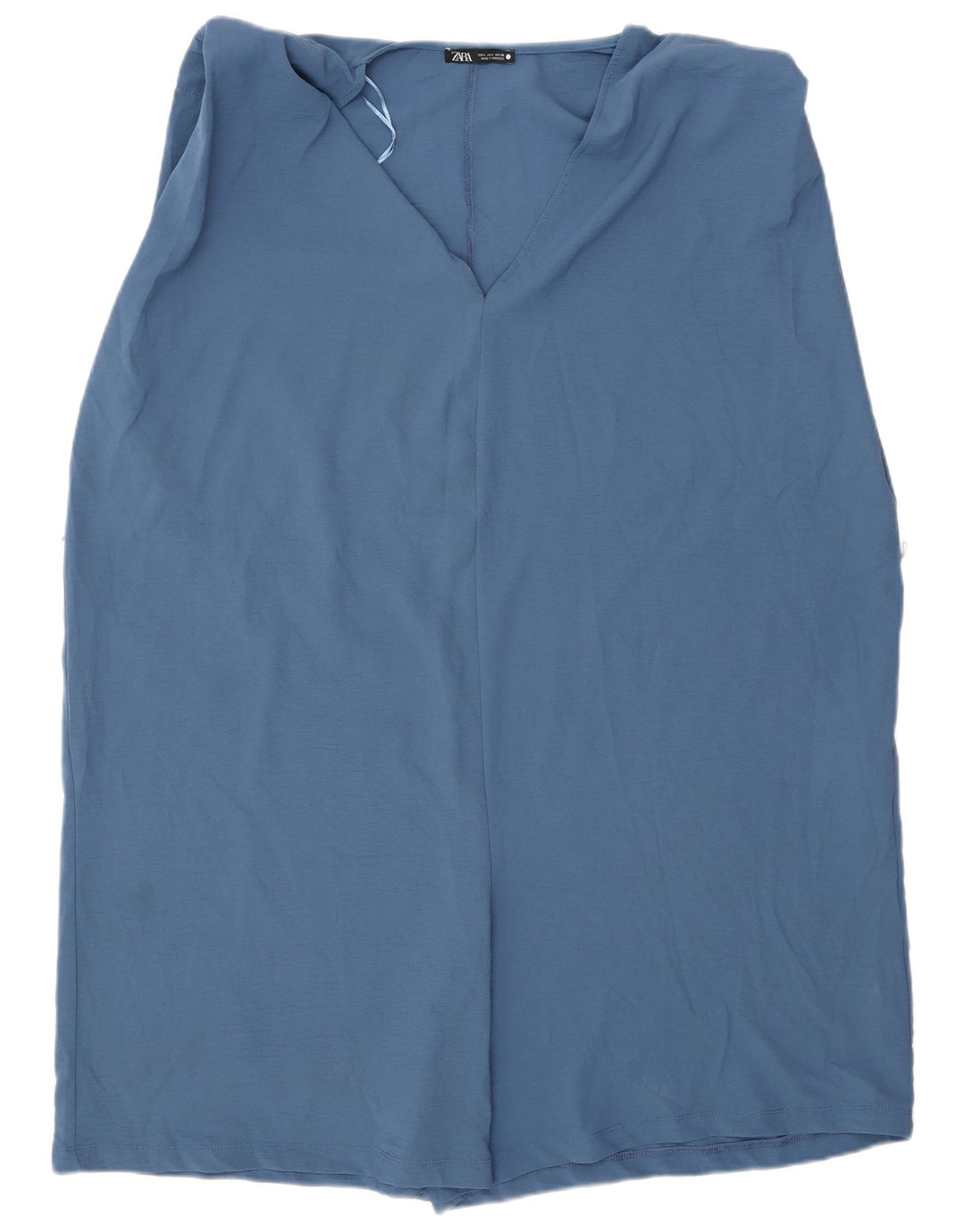 Zara Mujer Mono Corto Sin Mangas UK 46 Grande Poliéster Azul