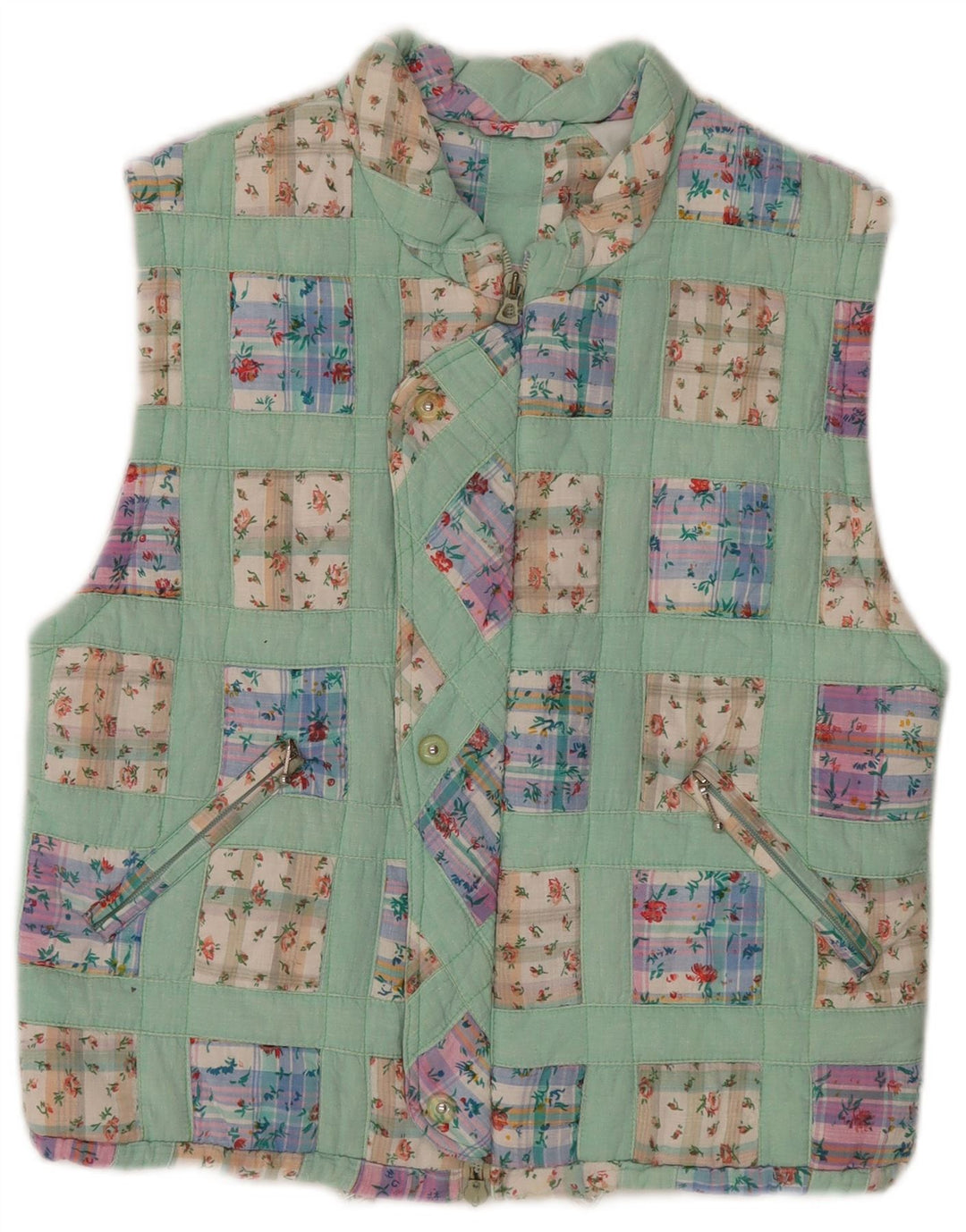 Chaleco Mujer Trissi IT 40 Algodón Patchwork Verde Medio